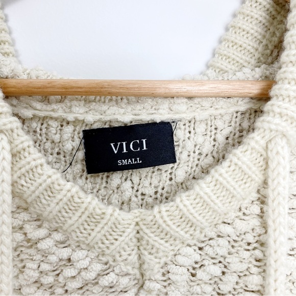VICI Cream No Brainer Popcorn Boucle Hoodie Sweatshirt - Picture 7 of 12